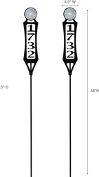 Pathways Vertical Custom Reflective Driveway Marker Set of Two | Personalize with 1-5 House Numbers or Last Name | Black Finish for Outdoors Year-Round | Unique Address Reflector Stake Set of 2
