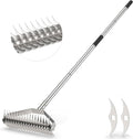 Thatch Rakes for Lawns,14.2-Inch Thatching Rake,304 Stainless Steel Dethatcher Rake with Adjustable Handle and 2 Extra Replaceable Blades,Heavy Duty Rakes for Cleaning Dead Grass and Loosening Soil
