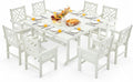 10 Piece HDPE Outdoor Dining Set for 8, Patio HDPE Furniture Set with 2 Table and Umbrella Hole, Outdoor Table and Chairs for Garden, Poolside, Backyard, Deck