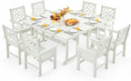 10 Piece HDPE Outdoor Dining Set for 8, Patio HDPE Furniture Set with 2 Table and Umbrella Hole, Outdoor Table and Chairs for Garden, Poolside, Backyard, Deck