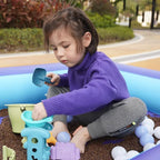 Inflatable Splash Pool for Kids, Plastic Wading Pools Outdoor, Large Sensory Sand & Water Play Pit for Toddlers, Kiddie Small Swimming Pool with Air Pump, Sand Box Backyard (53"*35"*9")
