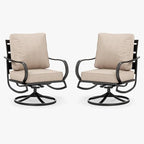 MFSTUDIO Metal Patio Conversation Sets, Outdoor Furniture Sofas Set of 2, 2 Pieces Durable Steel Frame Patio Swivel Chairs with 5.8" Beige Cushions for Patio Garden Backyard Balcony