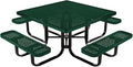 COATEDOUTDOORFURNITURE Heavy-Duty Portable Outdoor Kids Table with Umbrella Hole, Punched Steel Kids Picnic Table, Commercial-Grade, Made in America (46 in, Square, Childrens, Textured Green)