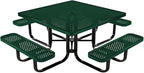COATEDOUTDOORFURNITURE Heavy-Duty Portable Outdoor Kids Table with Umbrella Hole, Punched Steel Kids Picnic Table, Commercial-Grade, Made in America (46 in, Square, Childrens, Textured Green)