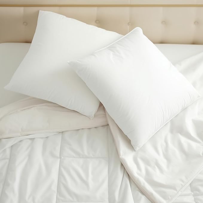 OKBA Throw Pillows Insert Set of 2, with 100% Cotton Cover, Bed and Couch - Indoor Hotel Decorative Pillows, 24x24 in White Pillows Inserts