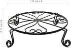 2 pack 10" 12" Rustproof Black Metal Plant Stands Heavy Duty Plants Holder Outdoor Indoor, Round Wrought Iron Sturdy Flower Planter Pot Stand, Corner Gardening Inside Potted Plant Risers - 10Inches
