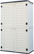 HOMSPARK Storage Shed Weather Resistance, Multi-Purpose Outdoor Storage Cabinet for Backyards and Patios, Vertical Storage Shed for Lawnmower, Patio Accessories (White 1, Tall - 53 cu.ft)