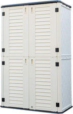 HOMSPARK Storage Shed Weather Resistance, Multi-Purpose Outdoor Storage Cabinet for Backyards and Patios, Vertical Storage Shed for Lawnmower, Patio Accessories (White 1, Tall - 53 cu.ft)