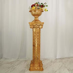 Efavormart 4 Pack | Gold Crafted Venetian Inspired Pedestal Stand | Plant Pillar - 40" Tall PVC