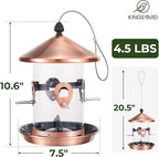 Kingsyard Metal Bird Feeders for Outdoors Hanging with 8 Ports, 4.5 lbs Large Tube Bird Feeder with Seed Tray for Cardinal Finch, Easy to Fill and Clean, Copper