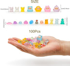 100pcs Luminous Mini Resin Animals Figures, Tiny Resin Animals Bulk, Glow in The Dark, for Miniature Fairy Garden Accessories Micro Landscape Aquarium Potted Decoration