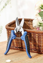 Professional Garden Scissors, 6.5 Inch Heavy Duty Pruning Shears, Blue and Black Comfort Grip