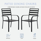 Patio Dining Chairs Set of 8, Metal Outdoor Chair, Black Stackable Dining Chairs, Wrought Iron Patio Chairs with Wide Back & Armrest, Support 300 LBS