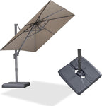 PURPLE LEAF 8 FT Outdoor Umbrella with Base Patio Cantilever Aluminum Umbrella with 3 Years Fade Resistance Recycled Fabric Offset Square with 360-degree Rotation for Deck Pool Garden, Ash Mocha