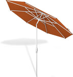Midtown Umbrellas The Swilt 9 Feet Patio Umbrella in Sunbrella Terracotta Acrylic Fabric - Fiberglass Ribs, Auto-Tilt Aluminum Frame For Backyard, Deck, Garden, Pool - White Pole