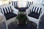 RSH Décor: Set of 4 Square and Lumbar Accent Pillows | Indoor/Outdoor All Weather Polyester Fabric | Reversible | 17” x 17” & 20" x 12" | Black & White Stripe