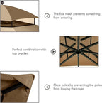 Hugline Outdoor Replacement Canopy Top Double Tier Gazebo Roof Cover for Lowe's Allen Roth 10x12 Gazebo #GF-12S004B-1 (Khaki)