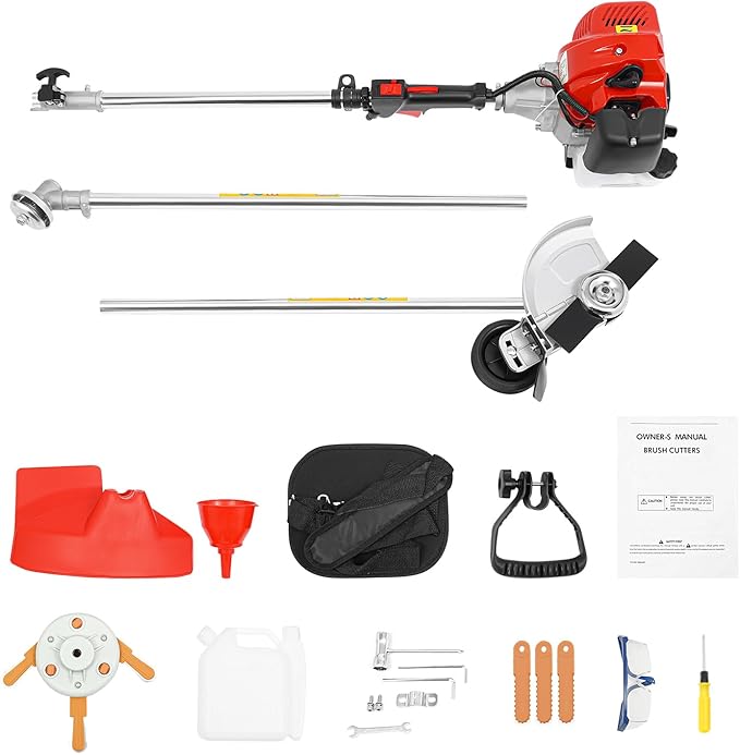 Weed Wacker Gas Powered, 43cc 2-Stroke Cordless Grass String Trimmer Lawn Edger, Weed Eater Brush Cutter with Shoulder Strap, Grass Trimmer Tools for Garden and Yard