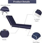 Chaise Lounge Cushions Outdoor Furniture 80 x 26 Inch Patio Lounge Chair Cushions 4'' Thick Waterproof Outdoor Chaise Cushion Weather Resistant Pool Lounger Cushion(Navy Blue)