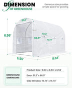 KING BIRD Premium 10x6.6x6.6FT Greenhouse for Outdoors, Large Walk-in Heavy Duty Galvanized Steel Frame, Mesh Door Screen Window Tunnel Hoop Garden Plant Winter Hot House, with Watering Kits, White