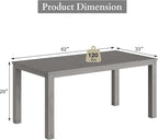 All-Weather Aluminum Outdoor Dining Table, Modern Rectangle Patio Dining Table for Balcony Garden, Grey