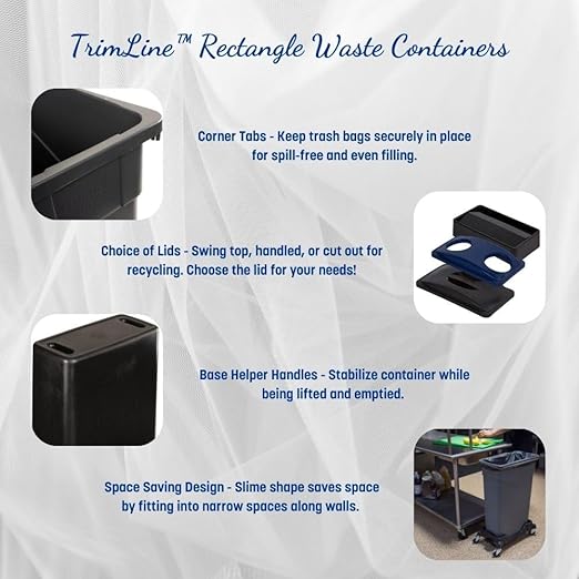 Carlisle FoodService Products 34202369 TrimLine Polyethylene Waste Container, 23 Gallon Capacity, 20" Length x 11" Width x 29.88" Height, Dark Brown (Case of 4)