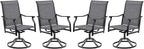 Patio Swivel Chairs Set of 4, Outdoor Dining Chairs with Textilene, Swivel & Rocker Metal Outdoor Patio Dining Chairs All-Weather for Backyard, Grey Fabric with Black Frame