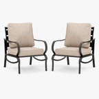 MFSTUDIO Metal Patio Conversation Sets, Outdoor Furniture Sofas Set of 2, 2 Pieces Durable Steel Frame Patio Chairs with 5.8" Beige Cushions for Patio Garden Backyard Balcony