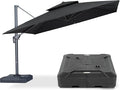 PURPLE LEAF 12 FT Cantilever Patio Umbrella Outdoor Umbrella with 330lbs Base Large Square Windproof Offset Umbrella for Pool Deck Garden, Graphite Grey