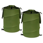 Reusable Lawn and Leaf Garden Bag, Collapsible/Pop Up Trash Can, 18x22 In Garbage Can and Recycling Bin with Lid for Home Storage, Laundry, Camping, Garden (2Pcs-Green 24 Gallons)