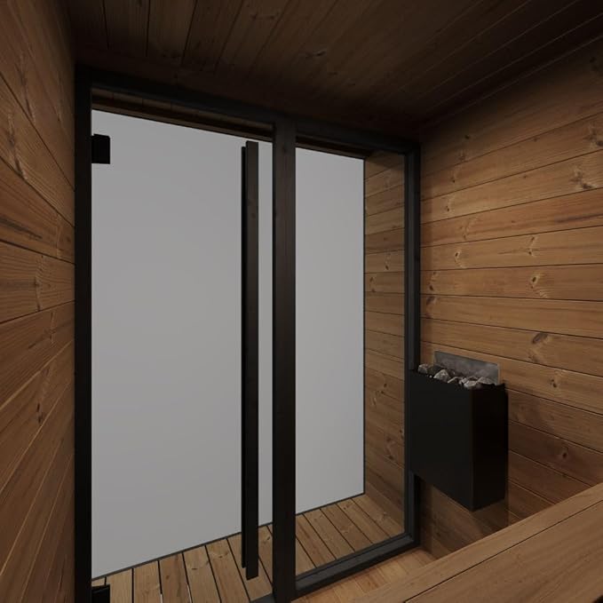 GL4 Outdoor Sauna Kit, Garden Luxury-Series Outdoor DIY Sauna Kit, Thermo-Spruce, up to 4 Persons Bundles (Sauna Heater and Sauna Stones Included) (Harvia The Wall SW60 - Black Steel)