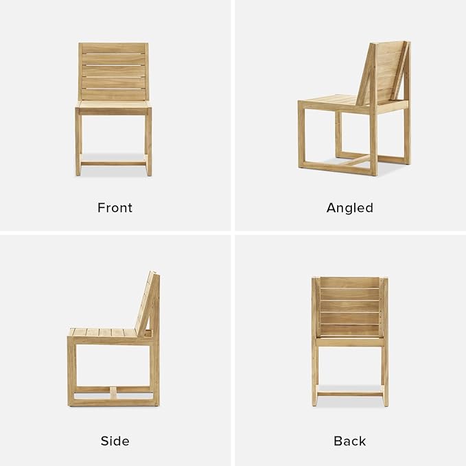 mopio Bruno Outdoor Chair, Solid Acacia Wood Patio Chairs for Indoor Outdoor Dining, Mid Century Modern Farmhouse Conversation (Bruno Set of 4)