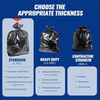 20 Count 55-60 Gallon Trash Bags, Tear-Free Large Black Garbage Bags for Kitchen, Office, Outdoor, Commercial Use, Lawn and Leaf Bags, Lightweight 17 Micron Design for Daily Dry Waste