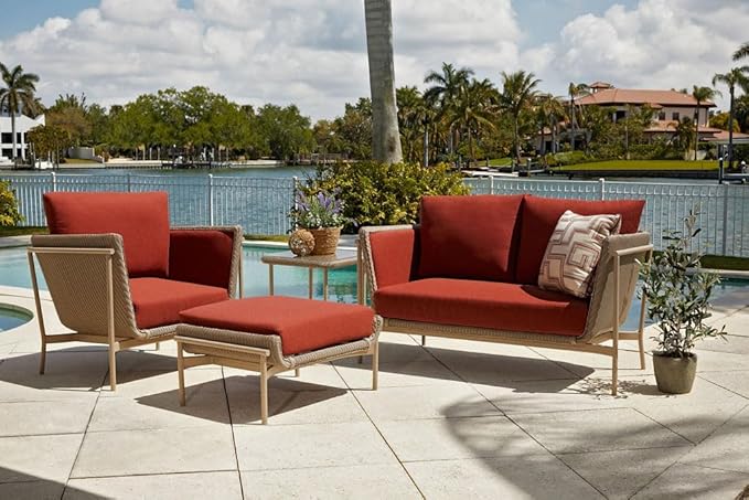 RSH DECOR: Deep Seating Cushion with Pillow Back | 23” x 26” Seat | All-Weather Spun Fabric | Water and Fade-Resistant | Outdoor Chair Cushion Set for Patio Furniture | Black & White Stripe
