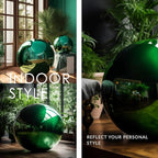 12 Inch Stainless Steel Gazing Globe,v2croft Hollow Ball Mirrored Surface Polished Shiny Sphere,Garden Stainless Steel Gazing Ball for Outdoor Lawn Pond Yard Ornament(Green)