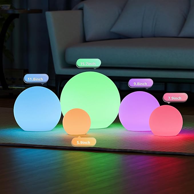FUYO Floating Pool Lights, IP66 Water-Resistant LED Ball Mood Lamp with APP & Remote, Color-Changing Smart Night Light for Pool, Garden, Patio, Party, Indoor/Outdoor Decor (6-inch)