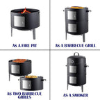 Realcook Charcoal Smoker BBQ Grill: Premium Vertical Meat Smokers with Smoke Tube - Barbecue Charcoal Grill Combo for Outdoor Cooking Patio Backyard Grilling Tailgating