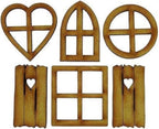 6Pcs Brown Wooden Fairy Garden Door, Blank Door Fairy House Doors and Windows Ornaments Tree Statues for Tree Trunk Yard Decoration, Miniature Gardens Buildings , Garden Sculptures and Statues