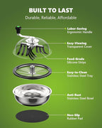 13 Inch Bud Leaf Bowl Trimmer, 13" Trim Bowl with Clear Visibility Dome and Sharp Stainless Steel Blades, for Twist Spin Cutting Buds, Flowers, Leaves, Hydroponics Plants