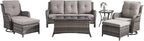 HUMMUH Outdoor Furniture Patio Furniture Set 7 Pieces Wicker Outdoor Sectional Sofa with Swivel Rocking Chairs,Patio Ottomans,Coffee Table,Side Table