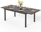 PHI VILLA Expandable Outdoor Dining Table for 6-8, Rectangle Metal Wrought Iron Extendable Table, Large Dining Furniture for Patio, Yard, Porch, Deck
