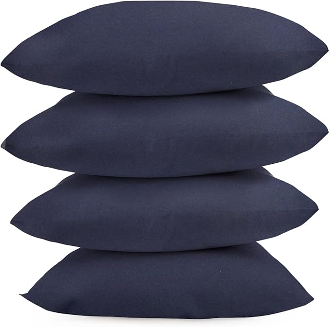 Covers & All Premium Square Throw Pillow Inserts with Covers Set of 4, 20 x 20 Inches Navy Blue, Decorative Cushions for Couch Sofa Home Decor Office Travel UV Resistant Waterproof Soft Cushions
