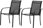 Patio Chairs Set of 2, Outdoor Dining Chairs with Breathable Textilene Fabric, Stackable Patio Chairs for Lawn, Garden, Backyard, Poolside, Black