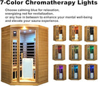 2-3 Person Infrared Sauna, Red Cedar Wood Low EMF Far Infrared Saunas for Home, 1760watt Indoor Personal Sauna Roombox with Door Heating Panels, Outdoor Lamps, Blue-Tooth, Dual Control