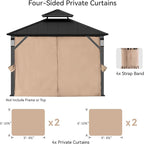 Gazebo Curtain Replacement Universal 4-Panel Sidewalls 10' x 10', Outdoor Gazebo Privacy Curtains with Zipper, Replacement for Outdoor, Patio Canopy, Garden and Backyard (Curtain Only)