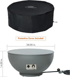 28-Inch Propane Fire Pit with Natural Gas Conversion Kit, 58,000 BTU Round Gas Fire Pit Table, Outdoor Fire Bowl Firepit with Lid, Lava Rocks, Cover, Pre-Attached 10FT Propane Hose, Gray