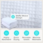 Sauna Blanket Insert Towel - 2 Pack Soft White Cotton Waffle - Comfortable and Easy Home Sessions Minimal Cleanup - Super Absorbent Sauna Towel