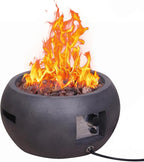 Afterglow TerraFab 22" Round 40,000 Btu Propane Fire Pit for Outdoor Patio Garden Backyard Decking Décor, Weather Resistant Cover and Lava Rocks Included, CSA Certificated, Dark Grey
