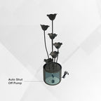 XBrand Metal Sculptural Multi-Tiered Flower Water Fountain, No LED Lights, Silver, 35" Tall