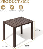Crestlive Products Outdoor Side Table,Aluminum Rectangular Side/End Table, Small Patio Coffee Bistro Table for Outdoor Indoor (Brown)